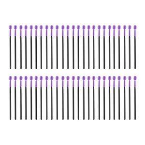 Makeup Ball-shaped Eyelash Brush Black Dark Purple 50 Pcs